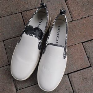 Coach Chalk Champagne Snake print slip on sneakers